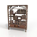 Traditional Chinese Style Wooden Bookcase With Multiple Shelves And Books