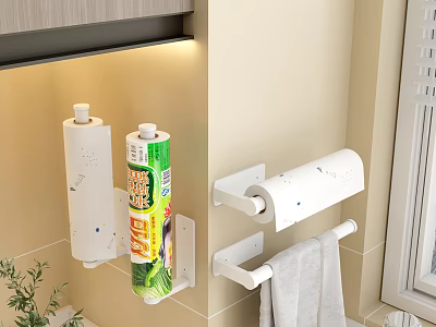 Kitchen Wall Mounted Holders For Food Wrap And Paper Towels 3d model
