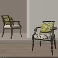 Modern Leisure Chairs With Green Patterned Cushions And Contrasting Frames In Light Room