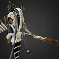 Game Movie Character 3D Model With White Black Gold Armor Long Sword And Crown Headpiece