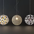 Unique Shaped Pendant Lights with Intricate Hollow Patterns and Metallic Decorative Designs