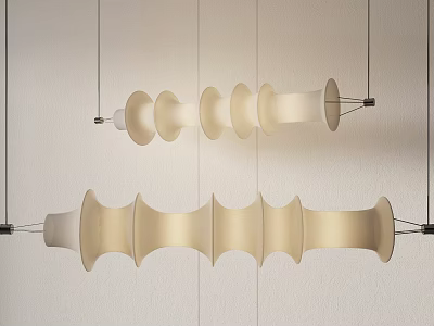 Elegant Modern Chandelier With Unique Wave Shaped Light Colored Design 3d model