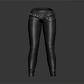 Black Leather Pants With Studded Belt And Buckle Stylish Fitted Design