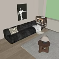 Middle-style three-seat sofa 3d model