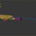 Yellow Long Barrel Weapon With Modern Mechanical Design And Tactical Features 3d model