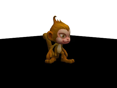 Cute Yellow Cartoon Monkey Character With Big Tail And Playful Expression 3d model