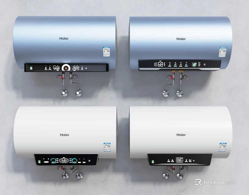 Haier Electric Water Heaters Blue And White Modern Design With Digital Control Panels Household Appliances 3d model 