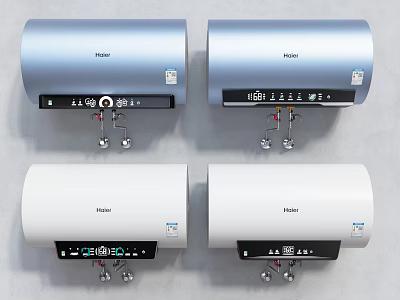 Haier Electric Water Heaters Blue And White Modern Design With Digital Control Panels Household Appliances 3d model