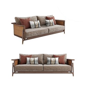 New Chinese-style double sofa 3d model