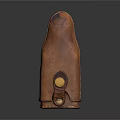 Handcrafted Brown Leather Pouch With Yellow Button Closure And Stitched Edges 3d model