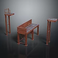 Wooden Workbench And Metal Frame Stands With Stable Tabletop For Laboratory Use