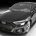 Black Audi Sedan with Sleek Front Design Modern Headlights and Alloy Wheels