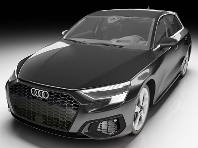 Black Audi Sedan with Sleek Front Design Modern Headlights and Alloy Wheels 3d model