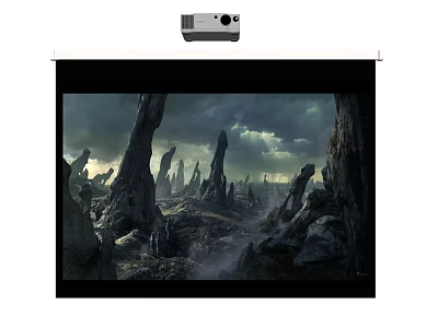 High Clarity Projection Monitoring With Projector And Projection Screen For Sharp Image 3d model
