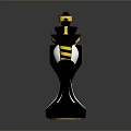 Stylish Modern Chess Pieces Featuring White Black Bodies And Gold Accents