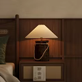 Wooden Nightstand With Table Lamp Light Shade Woven Rope Base And Woven Texture Drawer Panels