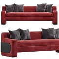Red Multi Seater Sofa With Grey Cushions And Modern Design Elements 3d model