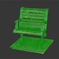 Wooden Outdoor Chair With Metal Armrests And Brick Paved Base Design