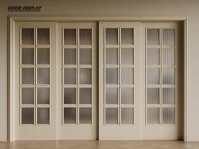 Beige Sliding Doors With Glass Panes For Modern Interior Display Design 3d model