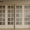 Beige Sliding Doors With Glass Panes For Modern Interior Display Design