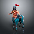 Mythical Centaur Warrior Wearing Armor with Red Plume Helmet and Blue Horse Body