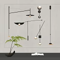 Modern Black Wall Lamps With Geometric Design In Interior Setting And Green Plant