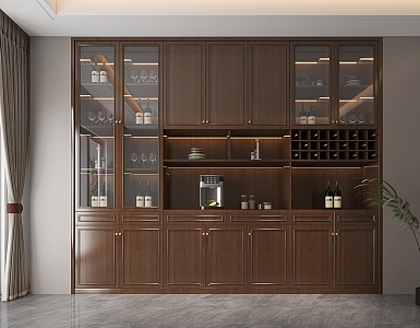 New Chinese style glass wine cabinet 3d model