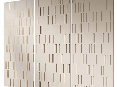 Elegant Wall Paneling With Decorative Linear Patterns And Gold Details 3d model