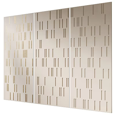 Elegant Wall Paneling With Decorative Linear Patterns And Gold Details 3d model