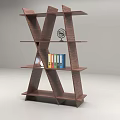 Wooden Display Shelf Unit with Multiple Layers Colorful Books Decorative Ornament and White Round Object