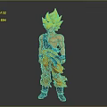 Game and Movie Character With Spiky Yellow Hair Orange Battle Suit Blue Accessories Muscular Standing Pose