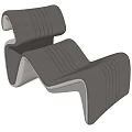 Modern Curved Wave Shape Lounge Chair With Gray Fabric Upholstery And Ergonomic Design