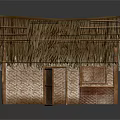 Traditional Rustic Wooden House with Thatch Roof and Wooden Frame Structure Design