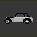 Vintage Classic Sedan Black And White Design With Retro Rounded Body And Chrome Details