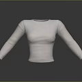 Basic Fitted White Long Sleeve Top Display on Black Background With 3D Rendered View