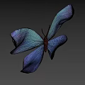 Beautiful Blue Purple Gradient Butterfly With Intricate Wing Patterns On Gray Background 3d model