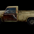 Old Rusty Vintage Pickup Truck With Open Door Weathered Exterior Design