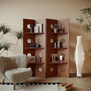 Modern-Silent Screen Decoration Rack Storage Rack Floor Lamp Ornament Combination 3d model