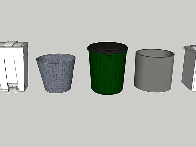 Public Facilities Trash Bins With Various Designs And Colors For Waste Management 3d model