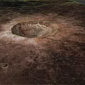 Detailed View Of Moon Surface With Prominent Central Crater And Smaller Impact Sites