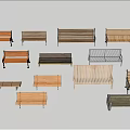 Various Design Landscape Seats With Wooden Metal Frames In Outdoor Park Area