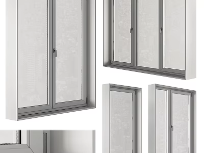 Modern Sliding Window Design With Glass Panels And White Frames 3d model