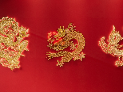 Chinese dragon wall pendant combination 3d model