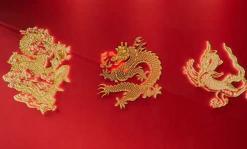 Chinese dragon wall pendant combination 3d model