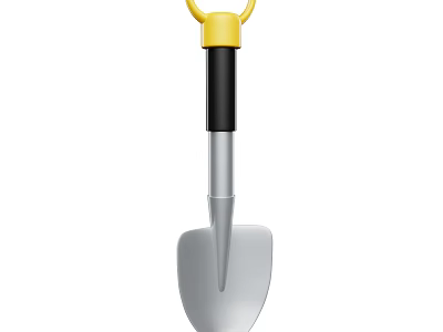 Practical Household Garden Shovel With Yellow Handle Black Grip Silver Metal Blade For Gardening Use 3d model