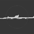 Multiple White Model Airplanes of Various Sizes on Dark Background 3d model