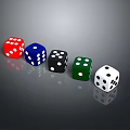 Assorted Colored Dice Including Red Blue Black Green White With White Dots As Daily Supplies