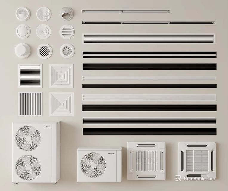 Variety Of Air Conditioner Air Outlets And Units 3d model 