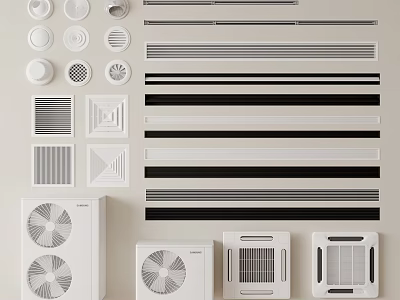 Variety Of Air Conditioner Air Outlets And Units 3d model