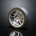 Premium Car Tire Featuring Alloy Spoke Wheel Rim and Detailed Tread Pattern